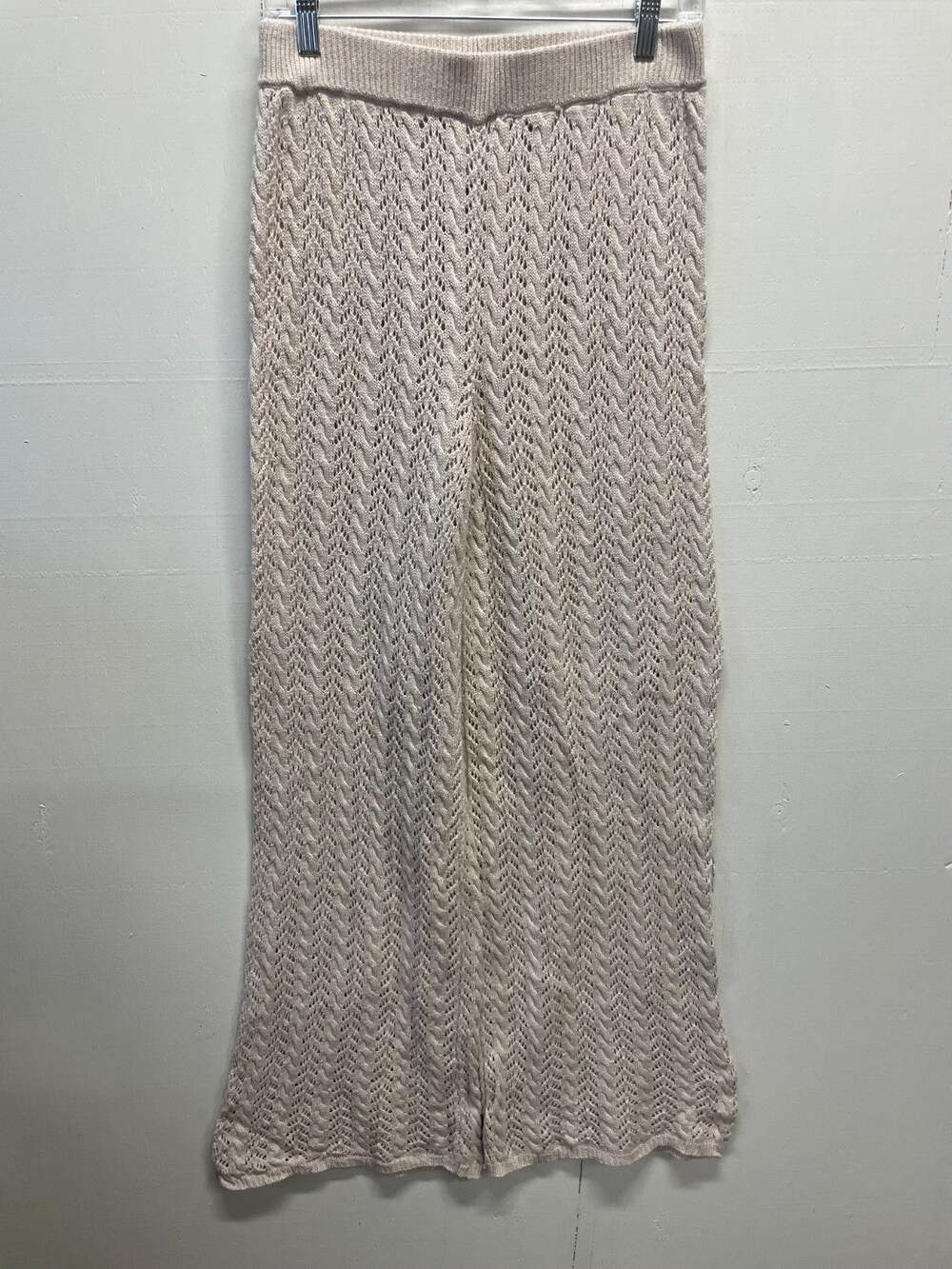 Lulu's Women's 100% Cotton Knitted Beach Pants Medium Swimsuit Coverup Flare Leg